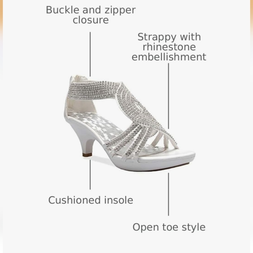 NWT! Fall Glam Rhinestone Olivia K White Dress Sandal Low Heel Wedding Shoe 8 - Picture 10 of 17